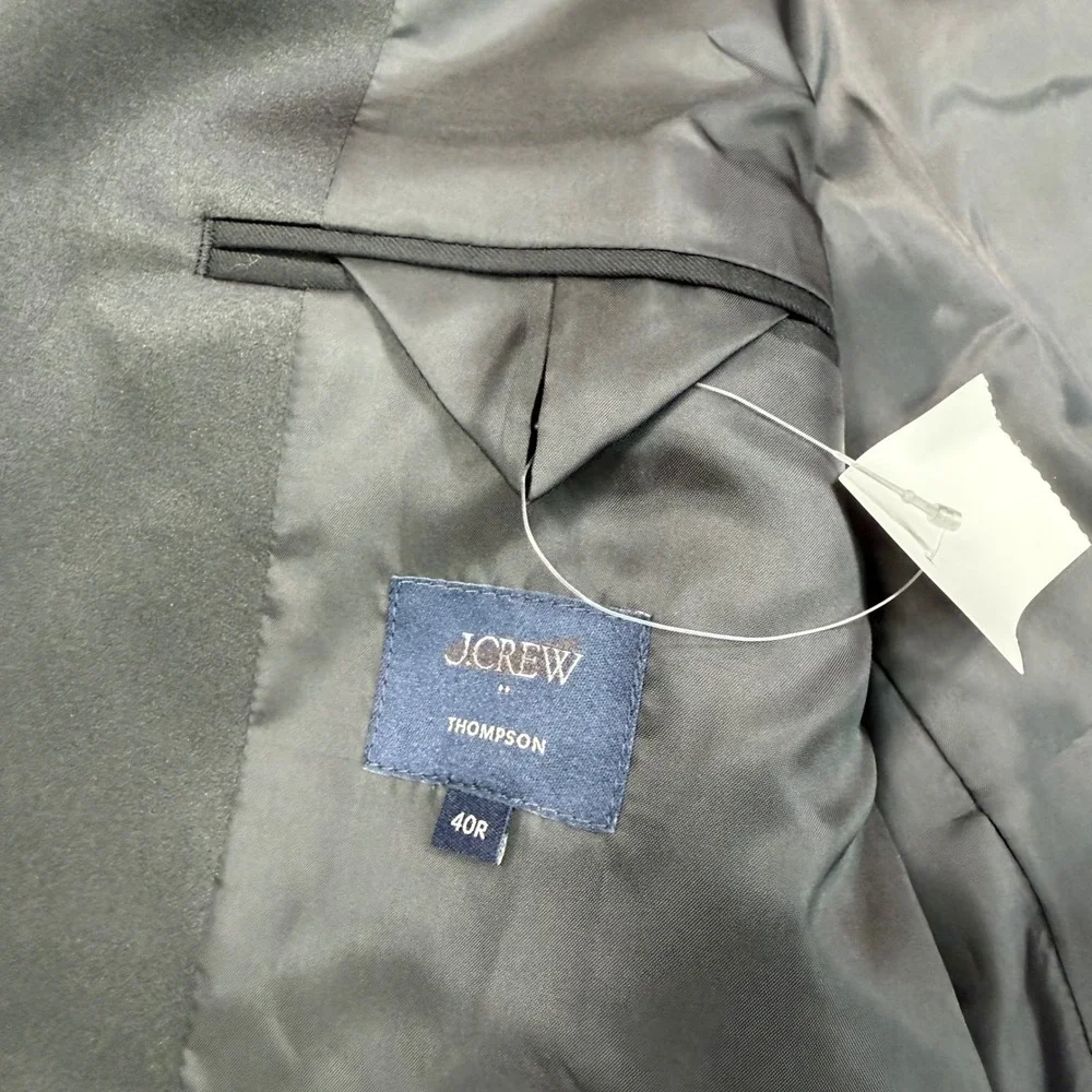 J.Crew Men 40R Thompson Tuxedo Jacket Black Wool Peak Lapel A7235 NEW